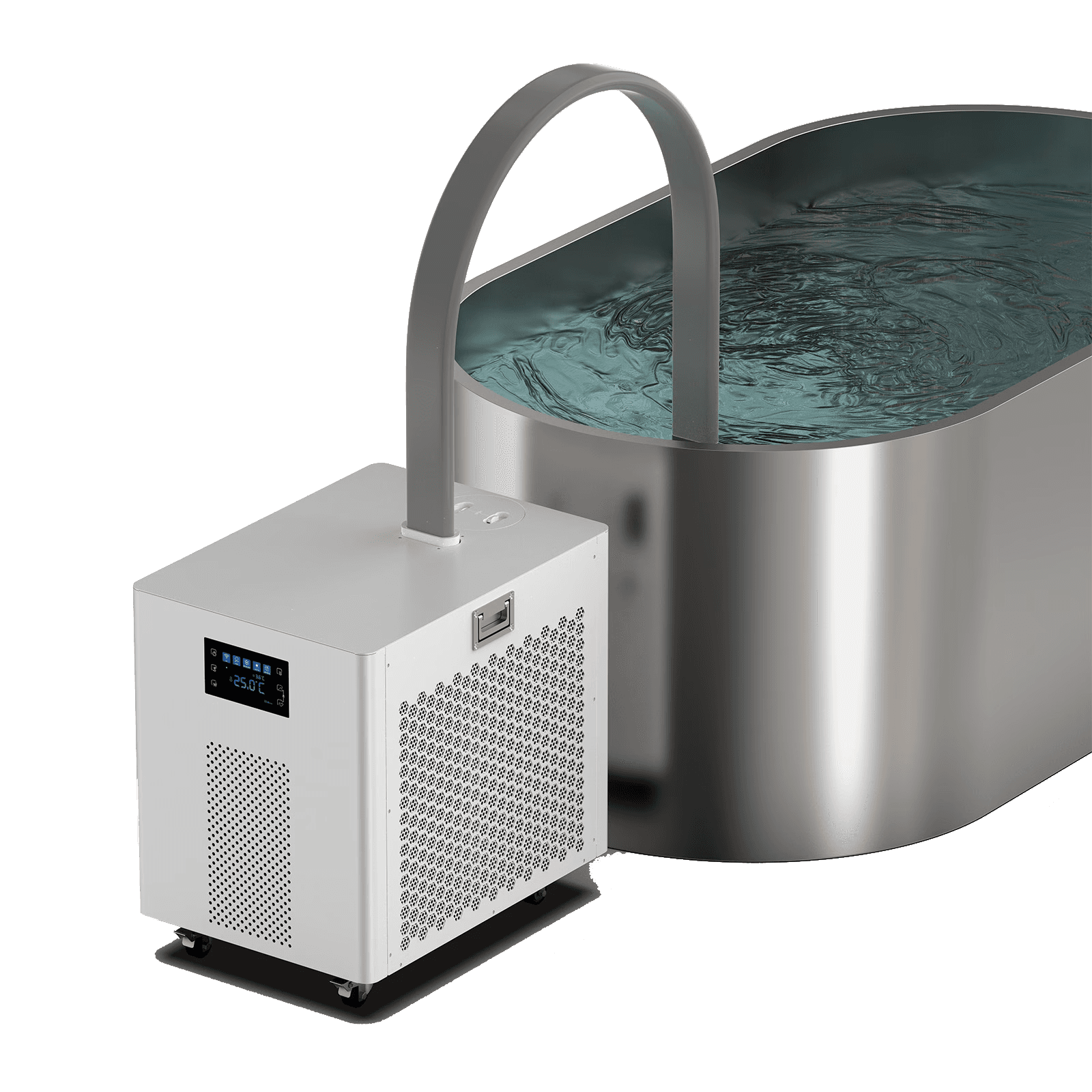 Perspective view of the complete PolarLoop ice bath chiller system